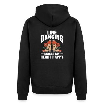 Line Dance Wester Tanzen Country Musik - Unisex Premium Bio Zip Hoodie - Schwarz - Hinten - Nico (187cm)