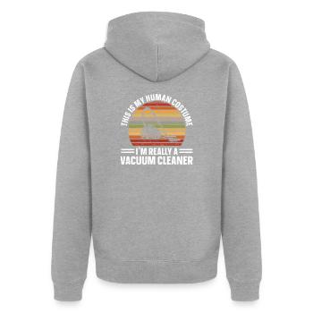 Staubsauger Haushalt Hausputz Hausfrau Hausmann - Unisex Premium Bio Zip Hoodie - Grau meliert - Hinten - Nico (187cm)