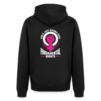 Girl Just Wanne Have Frauenrechte Grundrechte Frau - Unisex Premium Bio Zip Hoodie - Schwarz - Hinten - Nico (187cm)