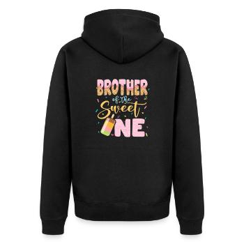 Eiscreme Liebhaber Bruder Schwester Sprüche - Unisex Premium Bio Zip Hoodie - Schwarz - Hinten - Nico (187cm)