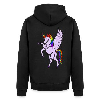 Unicorn - Unisex Premium Organic Zip Hoodie - black - Back - Nico (187cm)