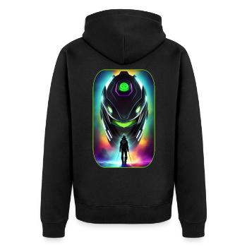 Dessin animé de science-fiction avec des extraterrestres et des astronautes - Veste à capuche bio Premium Unisexe - noir - Dos - Nico (187cm)