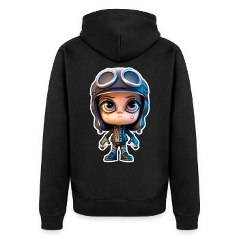 Little Biker 02 - Unisex Premium Bio Zip Hoodie - Schwarz - Hinten - Nico (187cm)