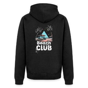 Strandclub-Paradies - Unisex Premium Bio Zip Hoodie - Schwarz - Hinten - Nico (187cm)