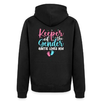 Gender Reveal Party - Hüter der Gender-Tante - Unisex Premium Bio Zip Hoodie - Schwarz - Hinten - Nico (187cm)