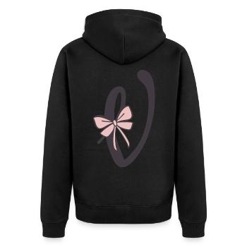 Ruban lettre initiale V - Veste à capuche bio Premium Unisexe - noir - Dos - Nico (187cm)