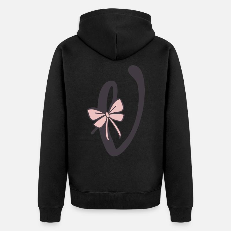 Ruban lettre initiale V - Veste à capuche bio Premium Unisexe - noir