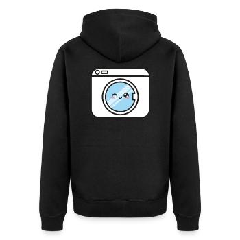 Waschmaschine Kawaii Lustig Süß - Unisex Premium Bio Zip Hoodie - Schwarz - Hinten - Nico (187cm)