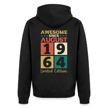 Awesome since August 1964 58th Birthday Gift - Unisex Premium Organic Zip Hoodie - black - Back - Nico (187cm)