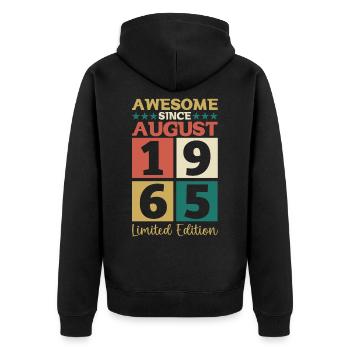 Awesome since August 1965 57th Birthday Gift - Unisex Premium Organic Zip Hoodie - black - Back - Nico (187cm)