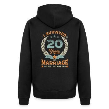 J’ai survécu à 20 ans de mariage - Veste à capuche bio Premium Unisexe - noir - Dos - Nico (187cm)