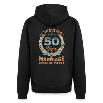 J’ai survécu à 50 ans de mariage - Veste à capuche bio Premium Unisexe - noir - Dos - Nico (187cm)