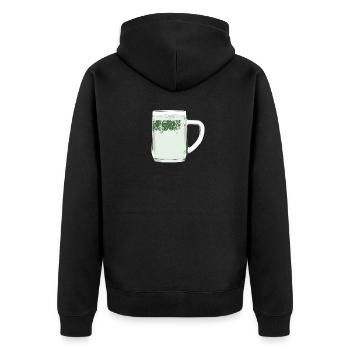 Spritzer - Unisex Premium Bio Zip Hoodie - Schwarz - Hinten - Nico (187cm)