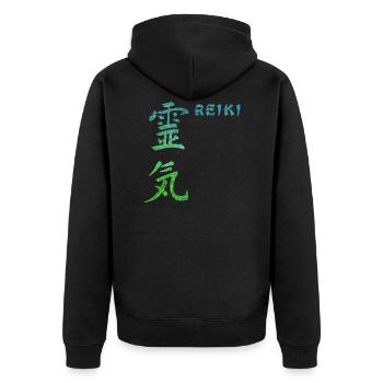 reiki japanese e 5 - Unisex Premium Organic Zip Hoodie - black - Back - Nico (187cm)