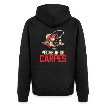 Poisson - Carpe - Pêcheur - Pêcherie - Cadeau - Veste à capuche bio Premium Unisexe - noir - Dos - Nico (187cm)