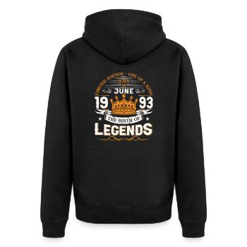 30. Geburtstag Mann Juni Jahrgang 1993 Legendary - Unisex Premium Bio Zip Hoodie - Schwarz - Hinten - Nico (187cm)