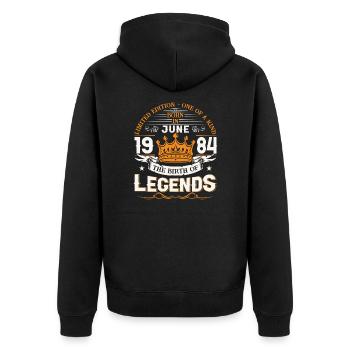 39ème Anniversaire Homme Juin Millésime 1984 Légendaire - Veste à capuche bio Premium Unisexe - noir - Dos - Nico (187cm)