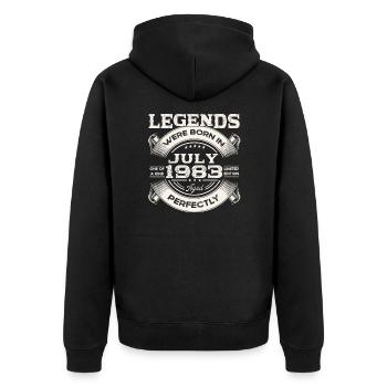40th Birthday Man Legendary July Born 1983 - Unisex Premium Organic Zip Hoodie - black - Back - Nico (187cm)