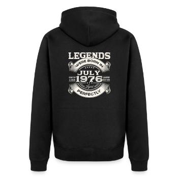 47th Birthday Man Legendary July Born 1976 - Unisex Premium Organic Zip Hoodie - black - Back - Nico (187cm)