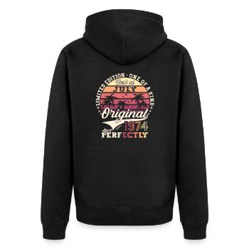 49th Birthday Man Original July Vintage 1974 - Unisex Premium Organic Zip Hoodie - black - Back - Nico (187cm)