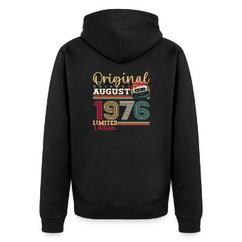 47. Geburtstag Mann August Jahrgang 1976 Kassette - Unisex Premium Bio Zip Hoodie - Schwarz - Hinten - Nico (187cm)