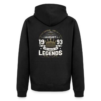 30. Geburtstag Mann August Jahrgang 1993 Legendary - Unisex Premium Bio Zip Hoodie - Schwarz - Hinten - Nico (187cm)