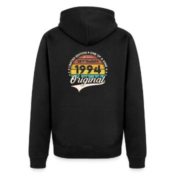 29ème Anniversaire Légende Septembre Millésime 1994 - Veste à capuche bio Premium Unisexe - noir - Dos - Nico (187cm)