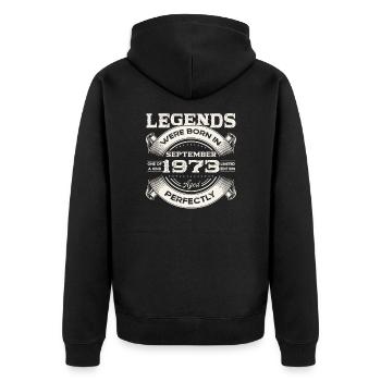 50th Birthday Legend September Born 1973 - Unisex Premium Organic Zip Hoodie - black - Back - Nico (187cm)