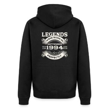 29ème Anniversaire Légende Septembre Millésime 1994 - Veste à capuche bio Premium Unisexe - noir - Dos - Nico (187cm)
