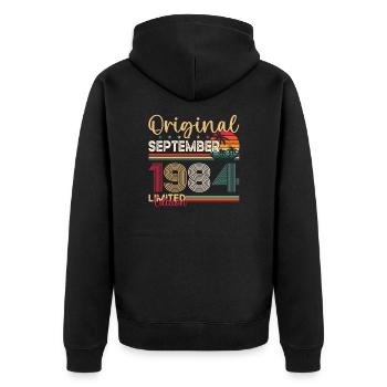 39ème Anniversaire Original Septembre Millésime 1984 - Veste à capuche bio Premium Unisexe - noir - Dos - Nico (187cm)