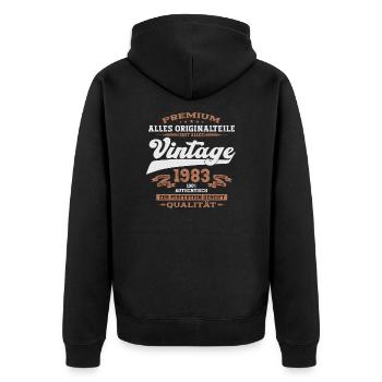 40. Geburtstag Herren Jahrgang 1983 Vintage Retro - Unisex Premium Bio Zip Hoodie - Schwarz - Hinten - Nico (187cm)