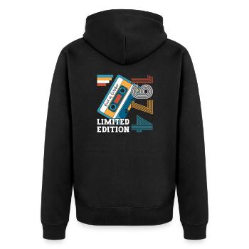 49th Birthday October Vintage 1974 Cassette - Unisex Premium Organic Zip Hoodie - black - Back - Nico (187cm)