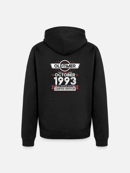 30e anniversaire Oldtimer Octobre 1993 - Veste à capuche bio Premium Unisexe - noir