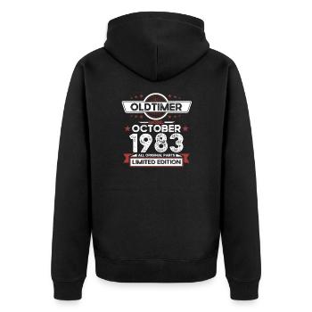 40e anniversaire Oldtimer Octobre Année 1983 - Veste à capuche bio Premium Unisexe - noir - Dos - Nico (187cm)