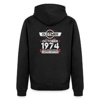 49th birthday classic car October vintage 1974 - Unisex Premium Organic Zip Hoodie - black - Back - Nico (187cm)