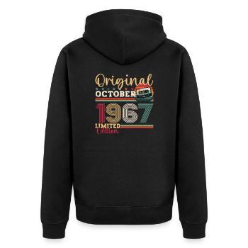 56e anniversaire Octobre Millésime 1967 Cassette - Veste à capuche bio Premium Unisexe - noir - Dos - Nico (187cm)