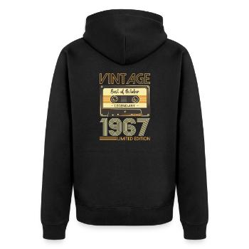 56th Birthday Cassette October Vintage 1967 Tape - Unisex Premium Organic Zip Hoodie - black - Back - Nico (187cm)