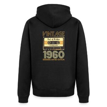 63. Geburtstag Kassette Oktober Jahrgang 1960 Tape - Unisex Premium Bio Zip Hoodie - Schwarz - Hinten - Nico (187cm)