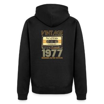 46th Birthday Cassette October Vintage 1977 Tape - Unisex Premium Organic Zip Hoodie - black - Back - Nico (187cm)