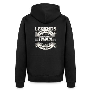 Oktober Jahrgang 1953 70. Geburtstag Geschenk - Unisex Premium Bio Zip Hoodie - Schwarz - Hinten - Nico (187cm)