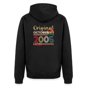 18th Birthday Husband Original October Vintage 2005 - Unisex Premium Organic Zip Hoodie - black - Back - Nico (187cm)