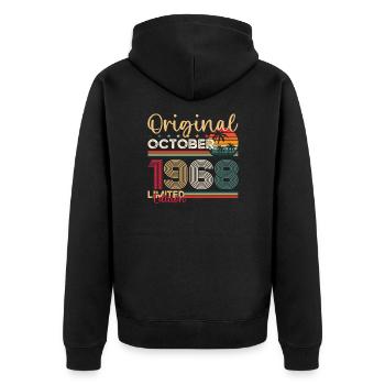 55th Birthday Husband Original October Vintage 1968 - Unisex Premium Organic Zip Hoodie - black - Back - Nico (187cm)