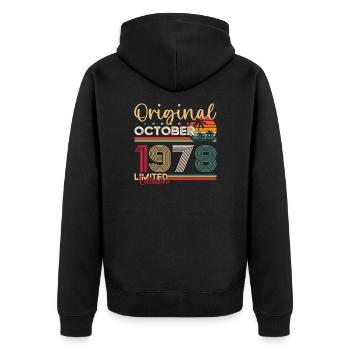 45e anniversaire mari Original Octobre Millésime 1978 - Veste à capuche bio Premium Unisexe - noir - Dos - Nico (187cm)