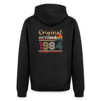 39ème anniversaire mari original octobre millésime 1984 - Veste à capuche bio Premium Unisexe - noir - Dos - Nico (187cm)