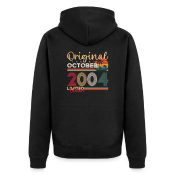 19th Birthday Husband Original October Vintage 2004 - Unisex Premium Organic Zip Hoodie - black - Back - Nico (187cm)