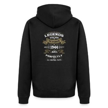 80e anniversaire homme légendaire octobre Vintage 1944 - Veste à capuche bio Premium Unisexe - noir - Dos - Nico (187cm)
