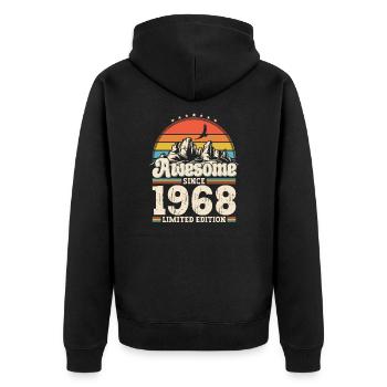 55e anniversaire mari Vintage 1968 Vintage rétro - Veste à capuche bio Premium Unisexe - noir - Dos - Nico (187cm)