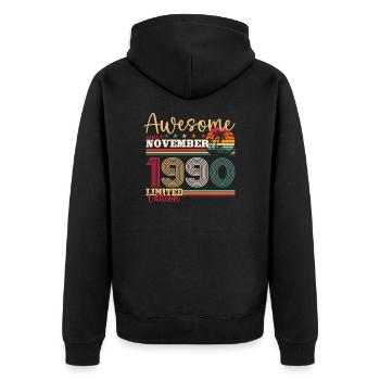 33e anniversaire mari novembre millésime 1990 - Veste à capuche bio Premium Unisexe - noir - Dos - Nico (187cm)