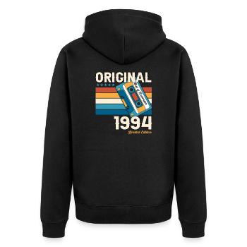 29e anniversaire Cassette Novembre Vintage 1994 - Veste à capuche bio Premium Unisexe - noir - Dos - Nico (187cm)