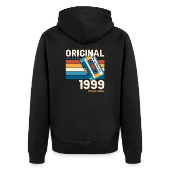 Cassette 24e anniversaire Novembre Millésime 1999 - Veste à capuche bio Premium Unisexe - noir - Dos - Nico (187cm)